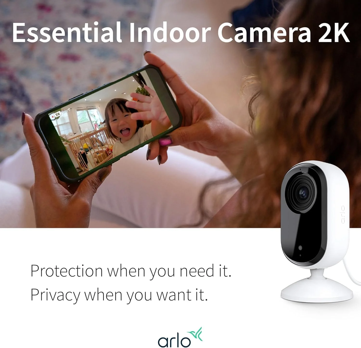 Arlo Essential 2nd Gen 2K Indoor Single Cam, White - Certified Refurbished - Image 6