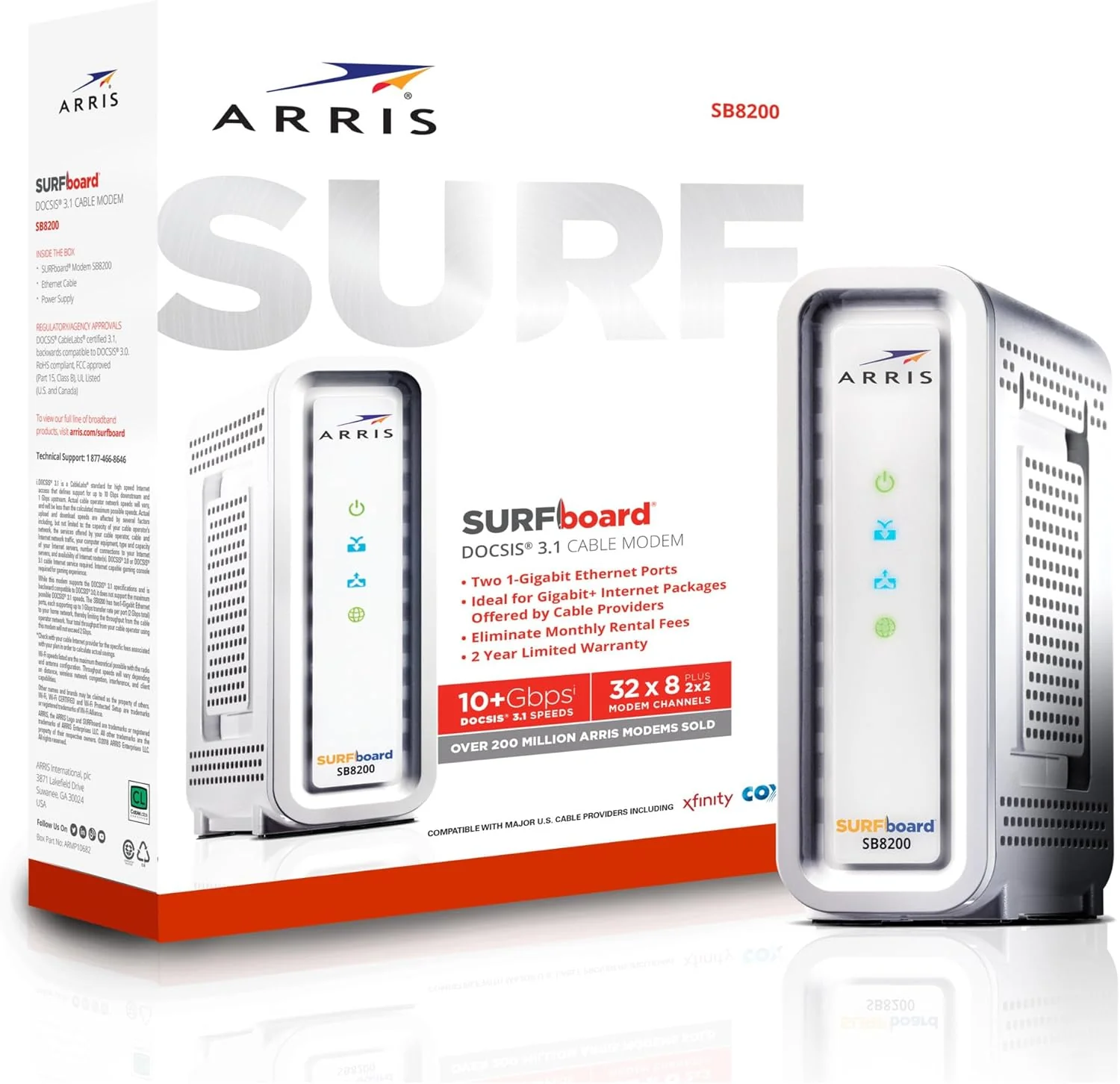 Arris SB8200 SURFboard Cable Modem Fast DOCSIS 3.1 32x8 Gigabit Max Internet Speed 1 Gbps - Certified Refurbished - Image 10