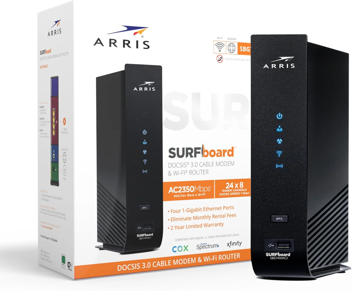 Arris SBG7400AC2 SURFboard DOCSIS 3.0 Cable Modem & AC2350 Wi-Fi Router 800 Mbps Max Speed - Certified Refurbished - Image 10