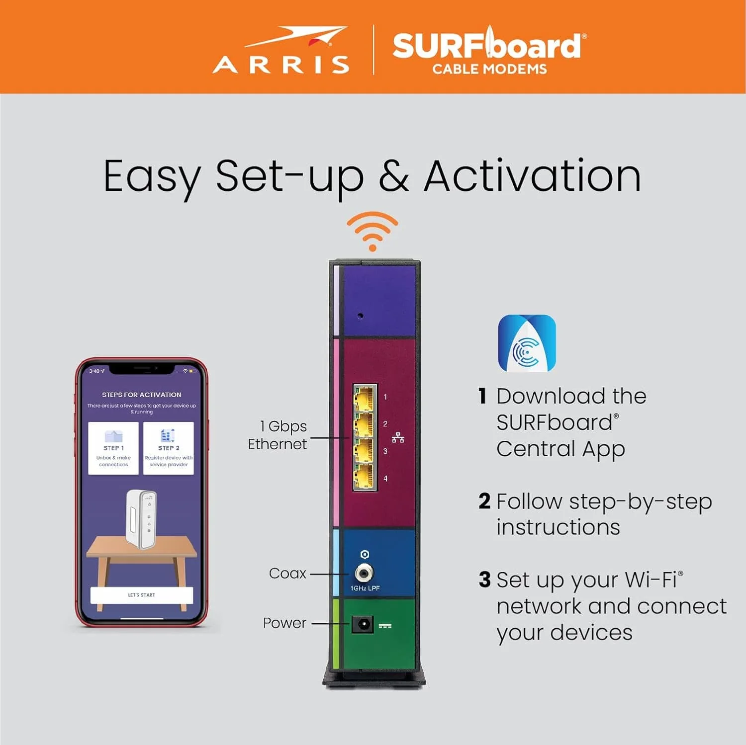 Arris SBG7400AC2 SURFboard DOCSIS 3.0 Cable Modem & AC2350 Wi-Fi Router 800 Mbps Max Speed - Certified Refurbished - Image 8