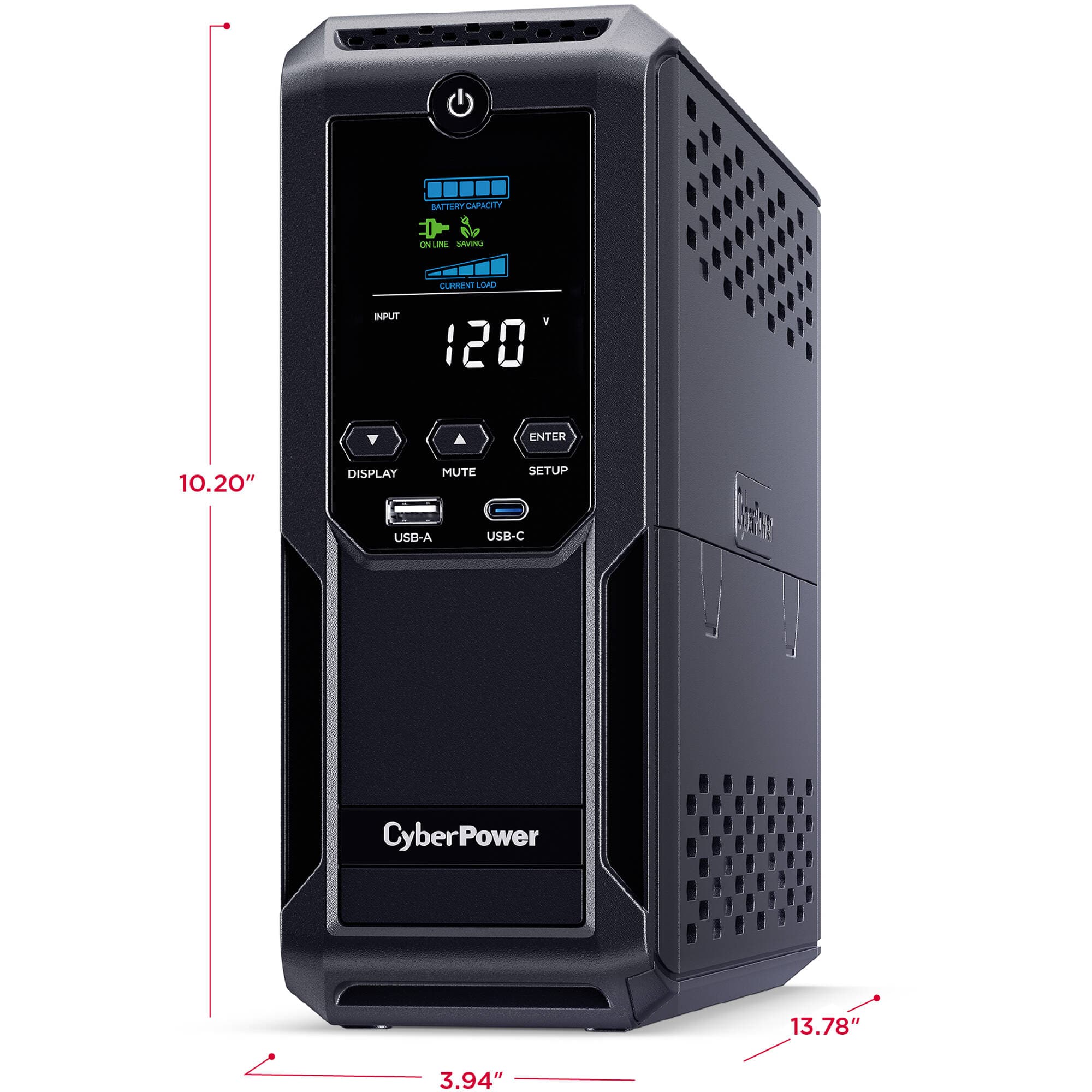 CyberPower CP1500AVRLCD3 Intelligent LCD Series 1500VA/900W, 12 Outlets, 2 USB Ports, AVR, Mini Tower UPS System, Black - Certified Refurbished - Image 5