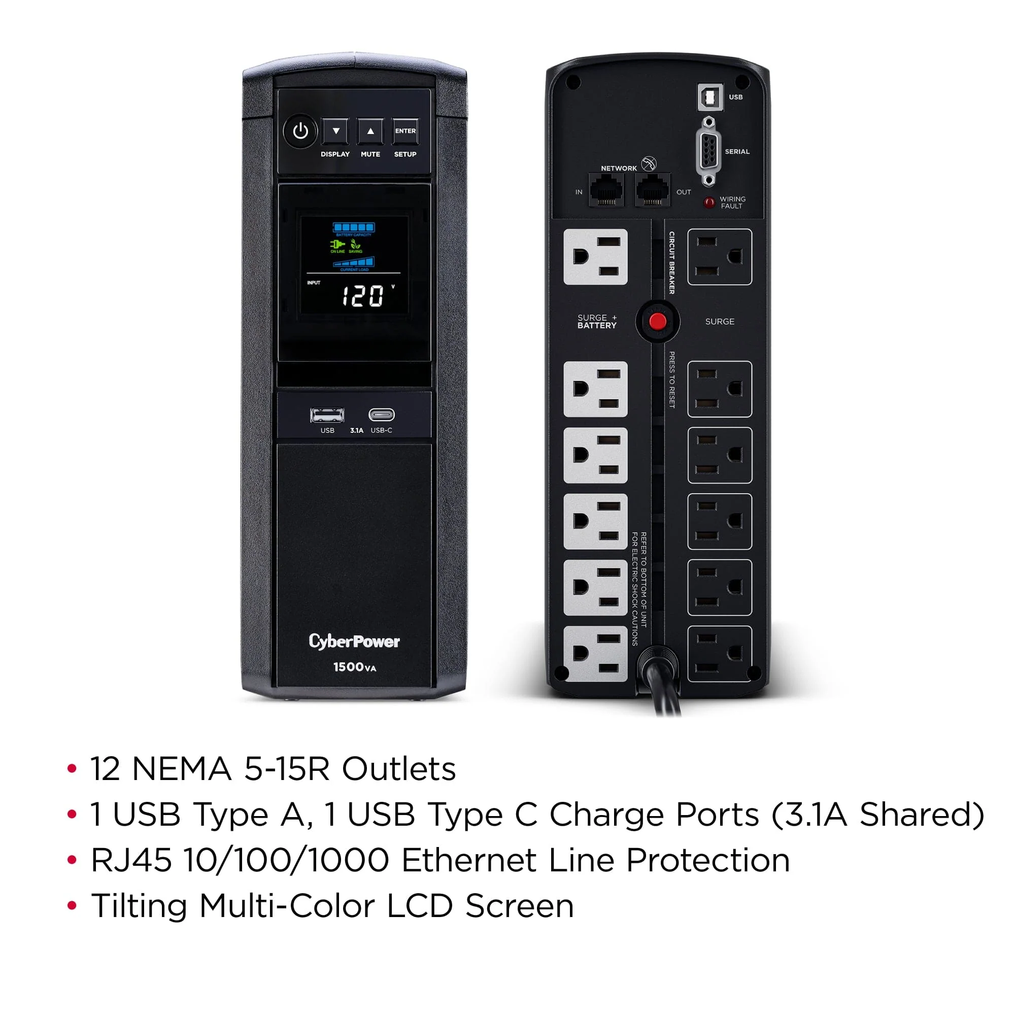 CyberPower Gaming 1500VA Sine Wave LCD UPS - Certified Refurbished - Image 6