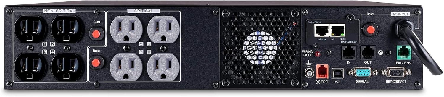 CyberPower Smart App Sinewave UPS System, 1500VA/1500W, 8 Outlets, 2U Rack/Tower, RMCARD205 Pre-Installed - Certified Refurbished - Image 3