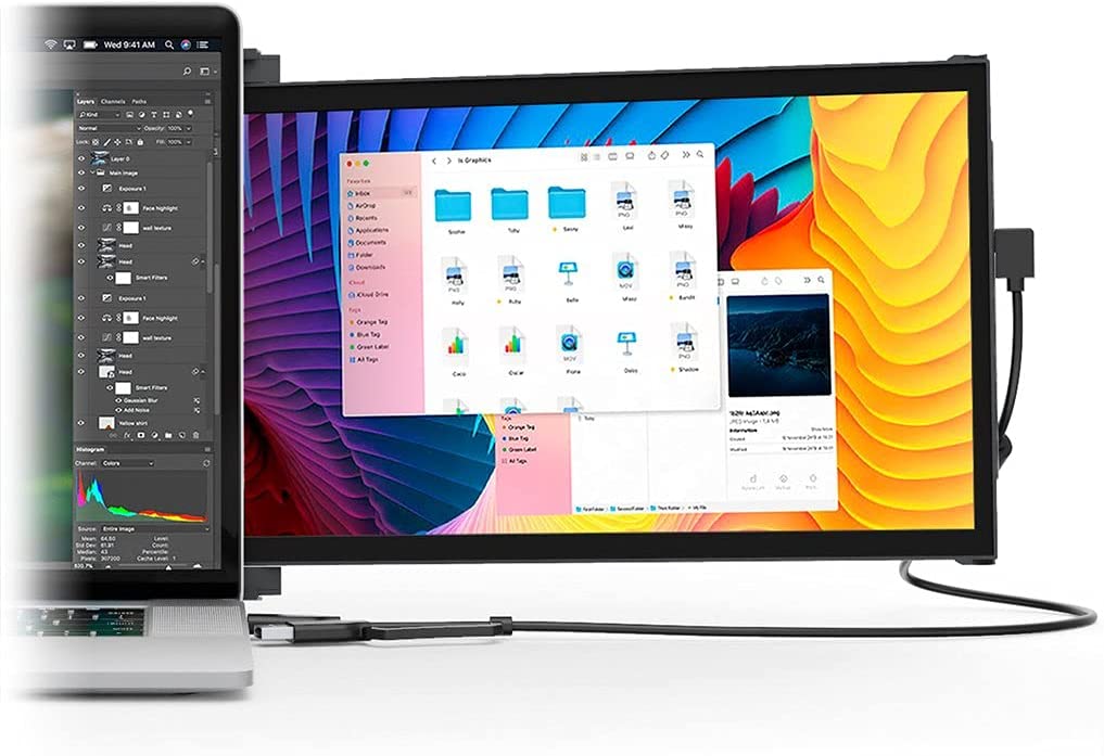 Mobile Pixels Duex Lite 12.5" Portable Monitor Full HD 1080P IPS Screen, USBC Ultra Portable Laptop Dual Monitor, Plug and Play, Any Laptops Compatible, Grey - Certified Refurbished - Image 4