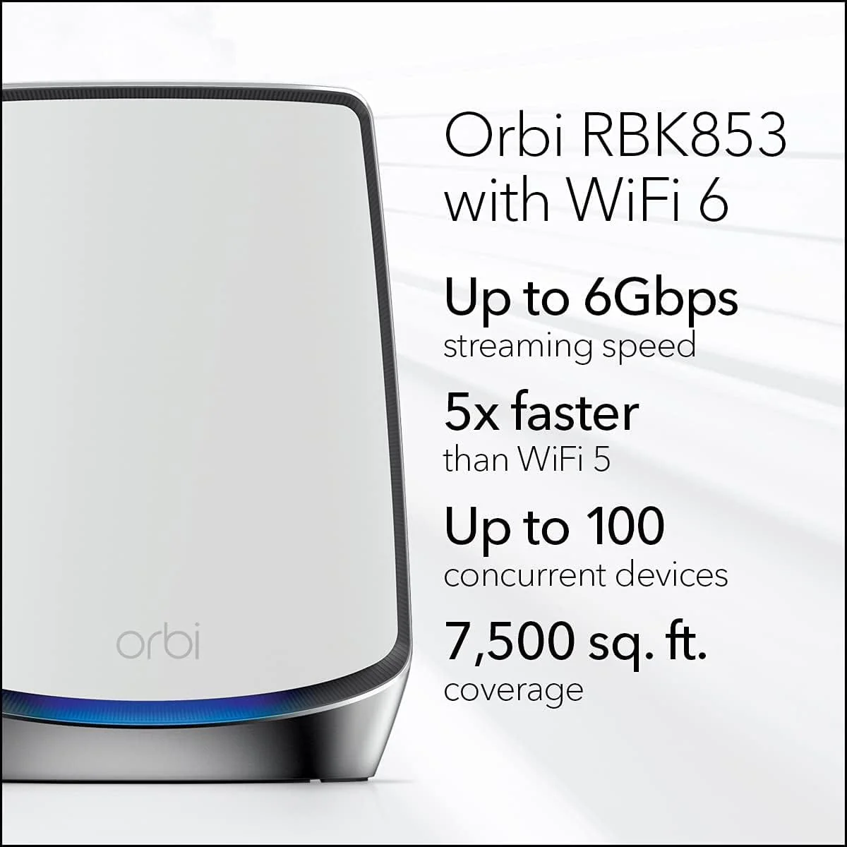 Netgear RBK853 Orbi AX6000 Wireless Tri-Band Gigabit Mesh WiFi 6 System 3-Pack, 1 Router + 2 Satellites - Certified Refurbished - Image 3