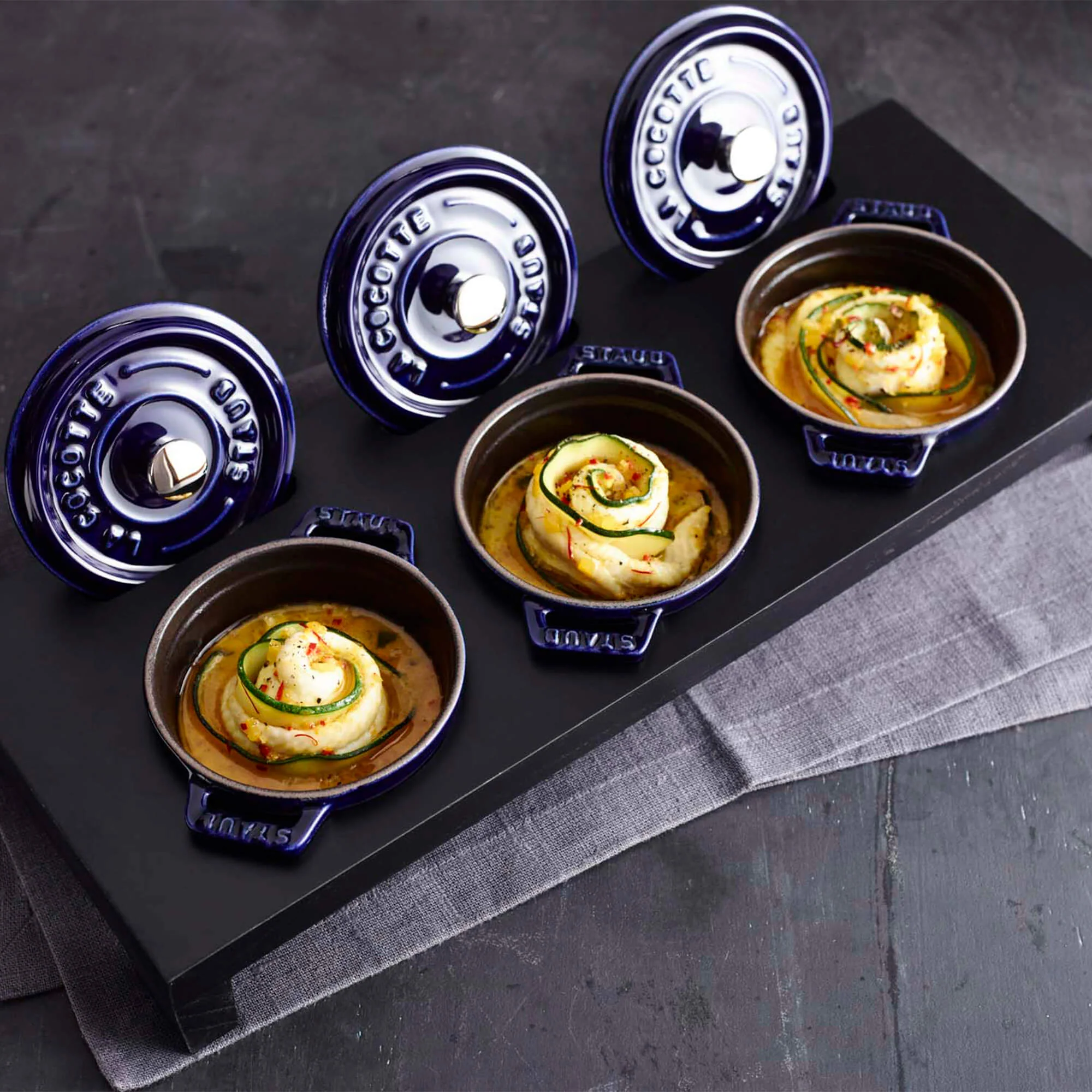 Staub Cast Iron 0.25-qt Mini Round Cocotte - Dark Blue - Image 7