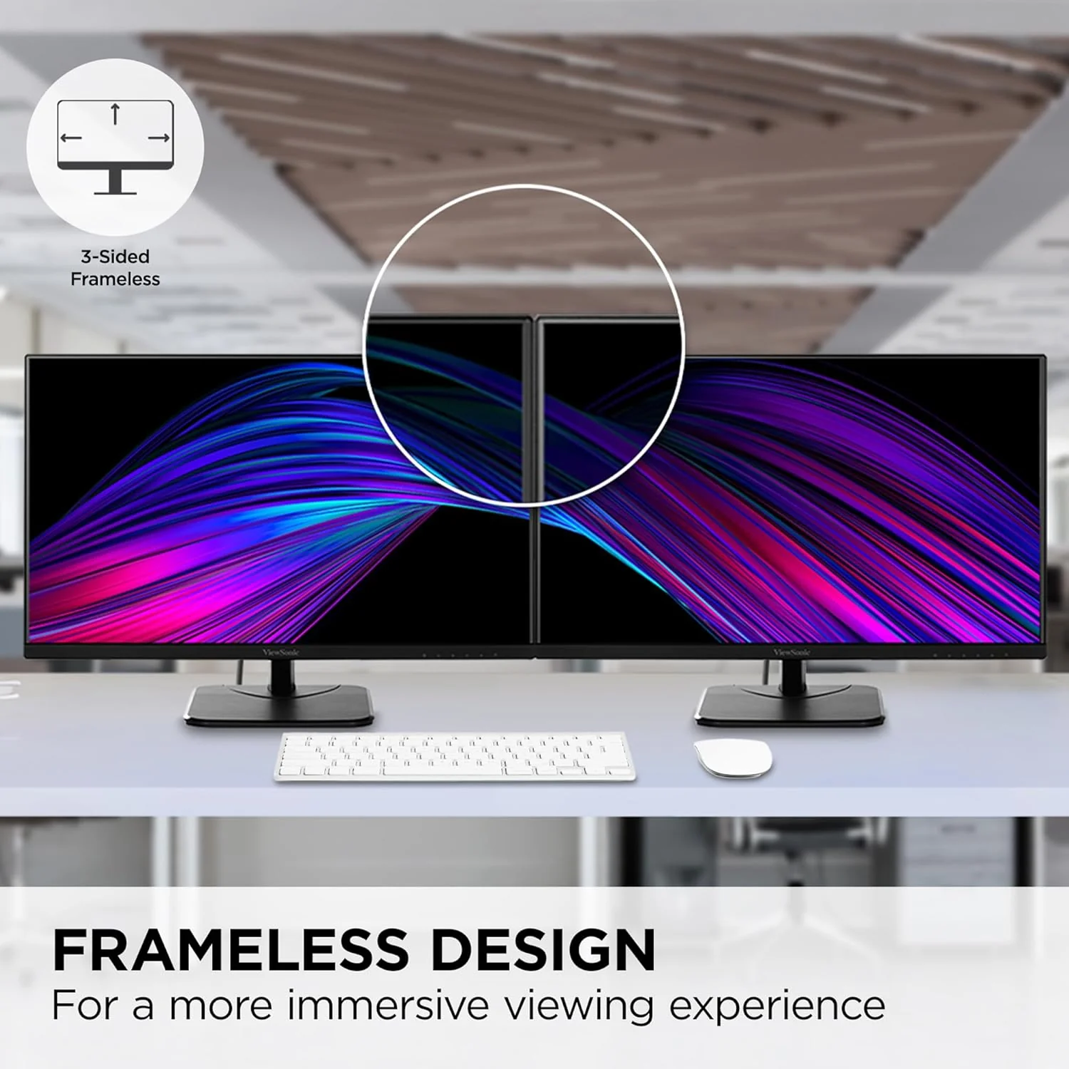 ViewSonic 27" IPS 4K Monitor with Ultra-Thin Bezels, 60 Hz, Black - Certified Refurbished - Image 3