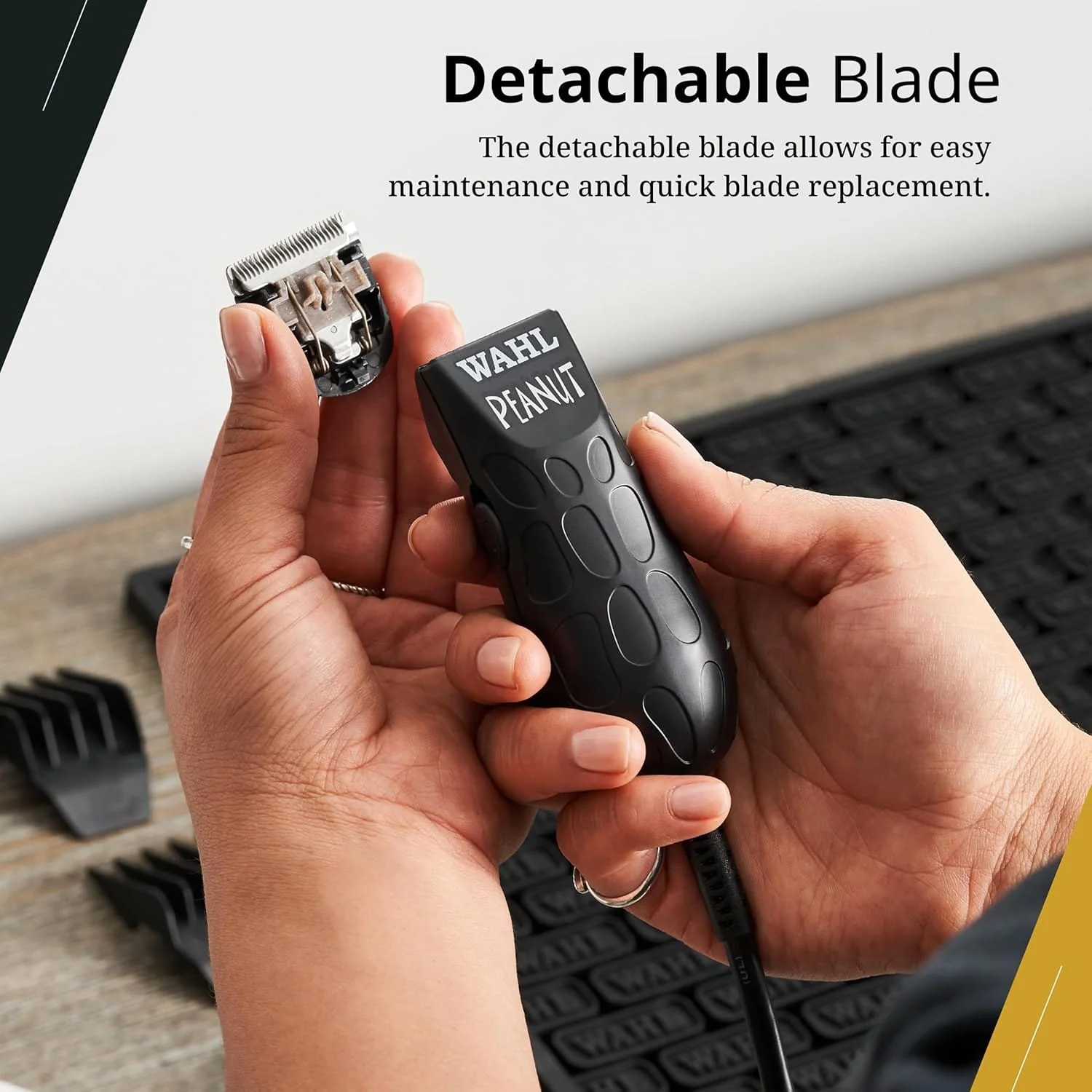 Wahl Professional Peanut-Grip Hair + Beard Trimmer Clipper, Corded, Black - Image 5